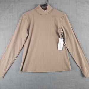 Yogalicious Taupe Mock Neck Ultra Lush Long Sleeve Good Karma Top Large